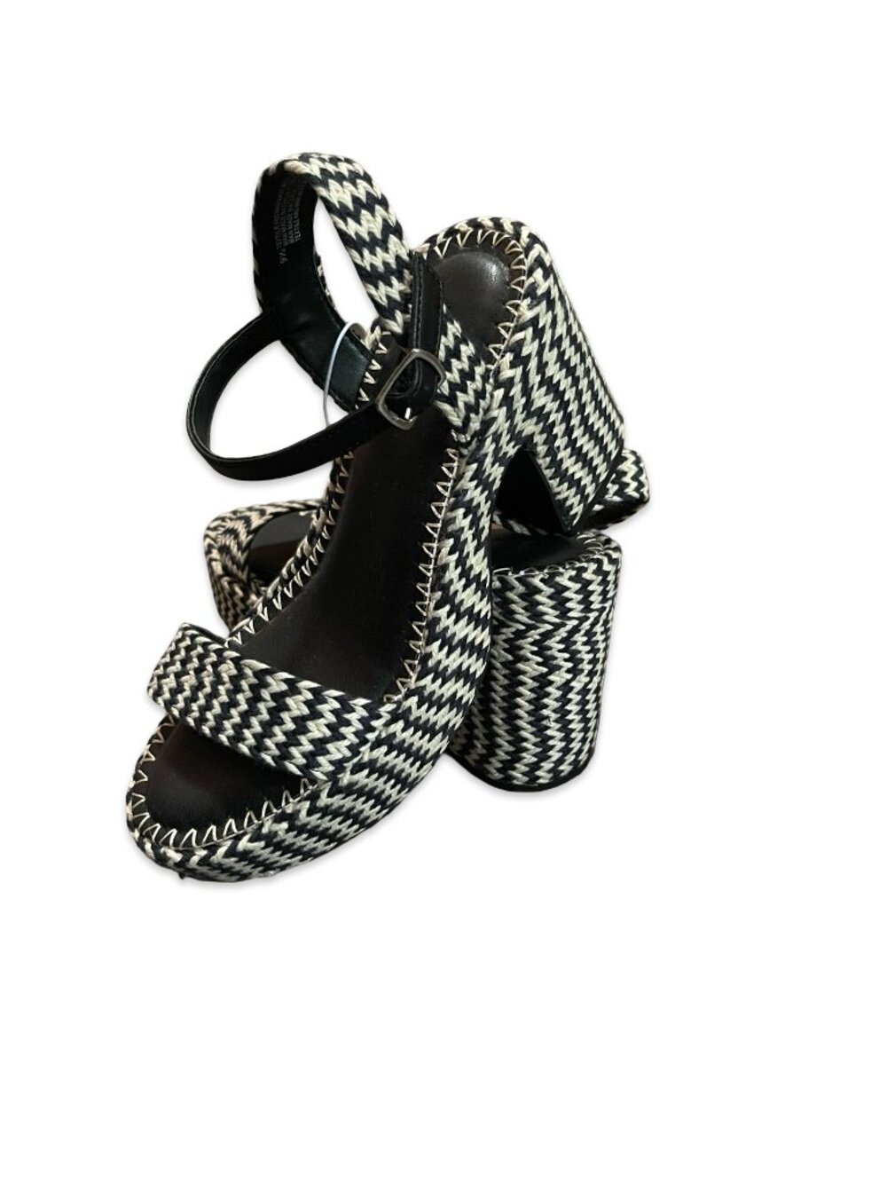 BRAND NEW Black and White Striped Platform Sandals